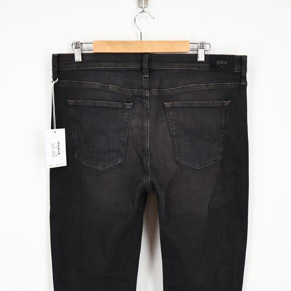 Edwin Elin Crop Slim Straight Cropped Denim Jean Blackstone Size 34 NWT - Picture 7 of 9